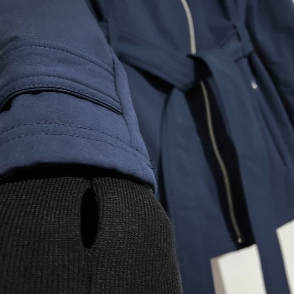 Jessica Simpson Soft Shell Tie Waist Zip Up Jacket with Thumb Holes - Picture 9 of 16